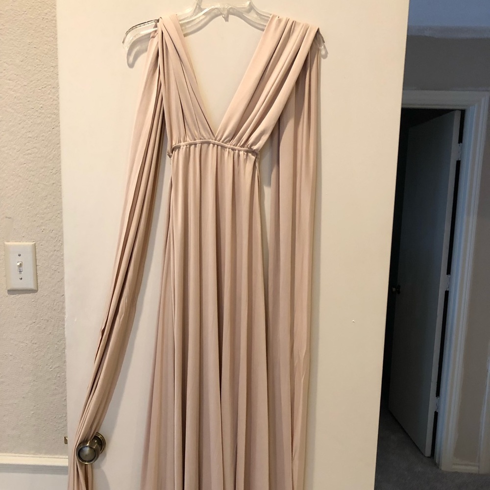 Floor length beige dress- bridesmaid dress